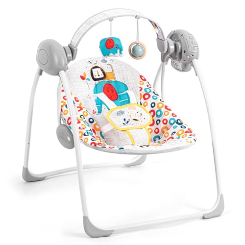 Baby Swings for Infants, Portable Infant Swing with Automatic 6-Speed，Adaptable and Compact Baby Swings with Music,2 Toys,Soft Head Support,Timing,Baby Swing for Babies 0-6 Months 6-20 lbs