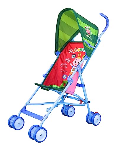 Cocomelon Umbrella Stroller with Canopy, Lightweight and Compact for Travel, 3D Stroller Red