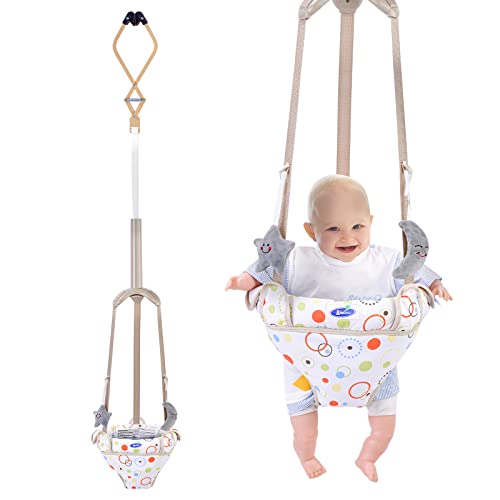 Baby Doorway Jumpers, Portable Doorway Jumper and Boucer for Baby with Adjustable Strap, Ideal Gift for Infant, Easy to Use for 6-24 Months(Light Grey)
