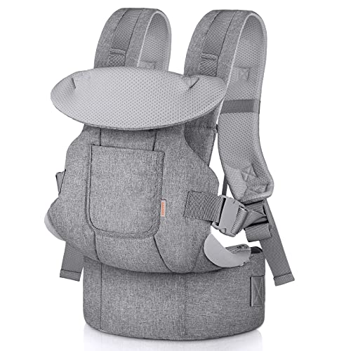 GAGAKU Baby Carrier for Babies Toddlers 4-36 Months Easy to Wear Face-in Face-Out Front and Back Carry for Kids – Grey