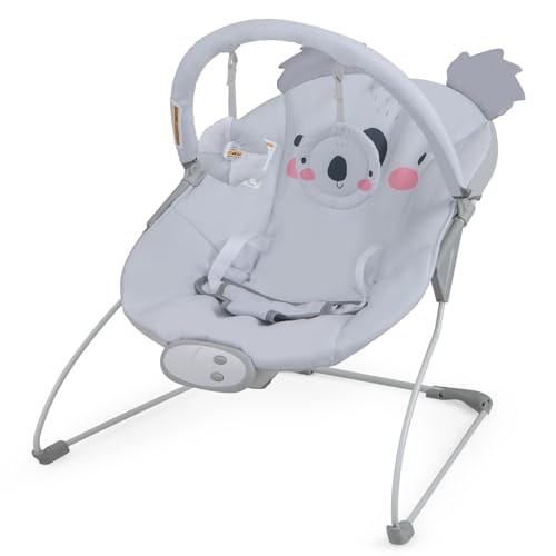 BABY JOY Baby Bouncer, Portable Baby Bouncer Seat with Vibration & Music, Removable Bar & Fabric Cover, 3-Point Safety Harness, Infant Bouncer for Babies 0-6 Months Up to 20 lbs