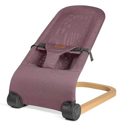 Jimglo Baby Bouncer, Portable Infant Bouncer Seat for Babies, Newborn Bouncy with Mesh, Foldable, Deep Pink