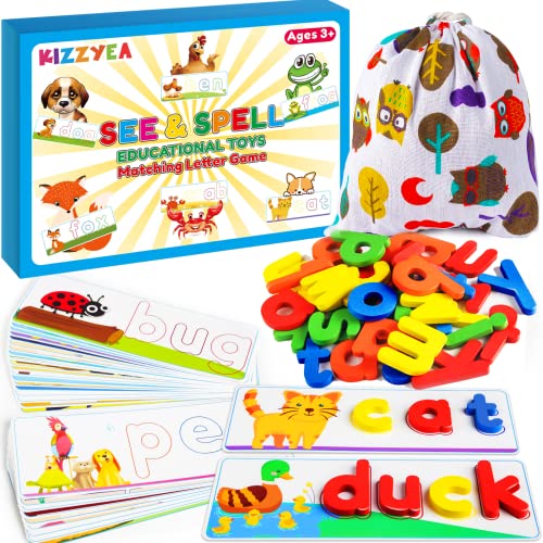 Learning Educational Toys and Gift for 3 4 5 6 Years Old Boys & Girls – See & Spell Matching Letter Game for Preschool Kids Learning Resources – STEM Educational Toys for Toddler Learning Activities