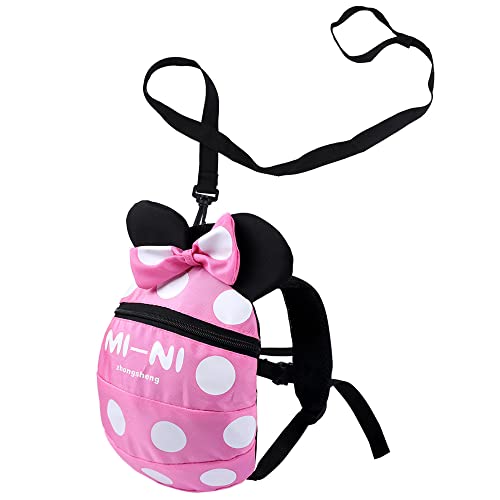 Backpack Anti Lost Baby Toddler Walking Safety Backpack Little Kids Anti-Lost Travel Bag Harness Reins Cute Backpacks with Safety Leash for Baby Toddler Leash for Toddlers Age 1-5 Years (Pink)