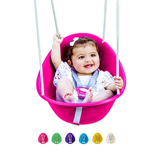 Swurfer Coconut Baby Swing – Comfy Outdoor Swing with Adjustable 3-Point Harness, Secure Locking, Blister-Free Rope – For Ages 9 Months+