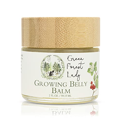 Green Forest Lady-Organic Growing Belly Balm to Support Skin as it Stretches in Pregnancy | Improves Elasticity | Moisturizes Skin | Soothes Itching | 2 FL. OZ./59.15 ML.