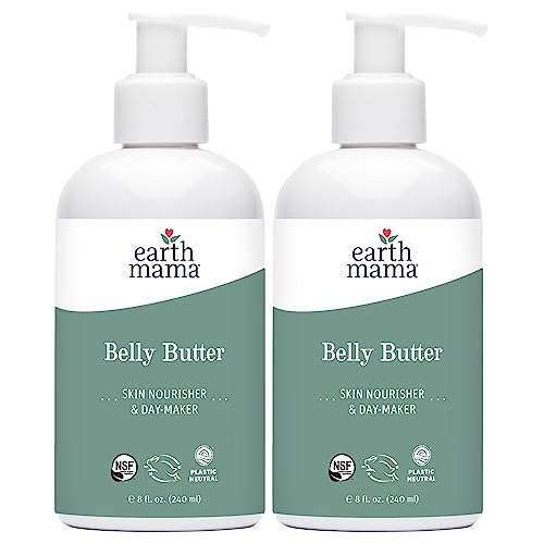 Earth Mama Belly Butter, Maternity Moisturizer for Dry Skin | Lotion for Pregnancy and Postpartum Recovery Self Care, Body Cream with Aloe, Fragrance Free, 8-Fluid Ounce (2-Pack)