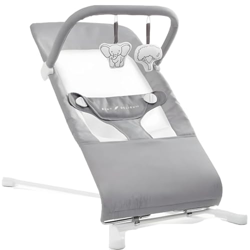 Baby Delight Highland Baby Bouncer | Infant | 0 – 6 Months | 3-Position Recline | Pebble Grey