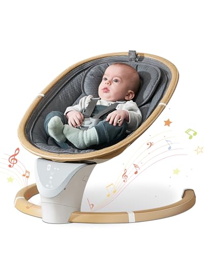 Baby Swing for Newborns, Baby Swings for Infants Boys Girls with 5 Swing Speeds Timing Function & Music, Remote Control Portable Baby Swing