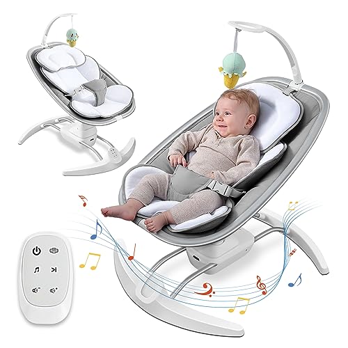 Derson Baby Swing for Infants, 3 Speed Electric Baby Swing,8 Preset Lullabies with Remote Control, 0-6 Months Suitable, Adjustable Seat Position Baby Swings with Harness Belt Suitable