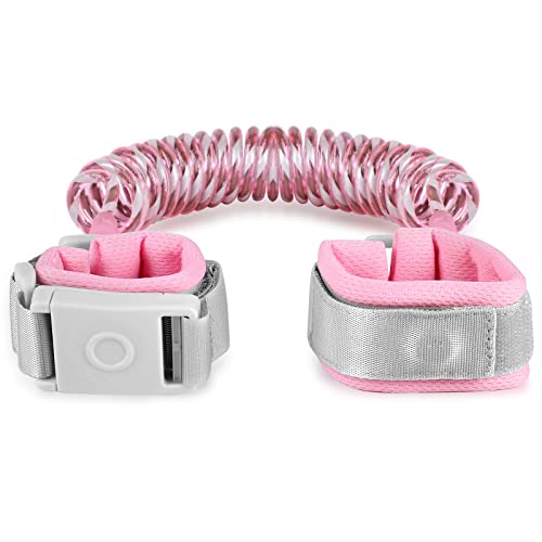 Baby Leash with Magnetic Unlock Design (6.56ft) Pink Child Anti Lost Wrist Link Safety Toddler Wrist Leash with Reflective Strap Kid Leashes Harness