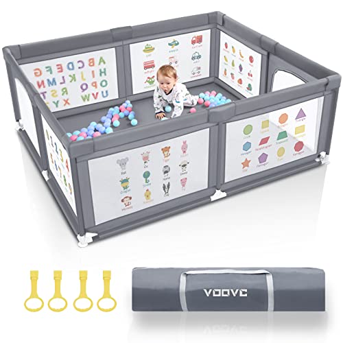 VOOVC Baby Playpen for Babies and Toddlers, 71×60 Inches Thickening Tube Baby Playards Kids Activity Center with Anti-Slip Suckers Tear-Resistant Mesh