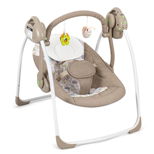 Baby Swings for Infants to Toddler, Soothing Portable Baby Swing, Compact Automatic Baby Swing with Music, Electric Baby Swing with Adaptable Speed, 6-25 lbs 0-9 Months