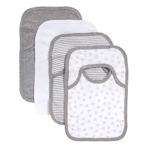 Burt’s Bees Baby – Bibs, 4-Pack Lap-Shoulder Drool Cloths, 100% Organic Cotton with Absorbent Terry Towel Backing