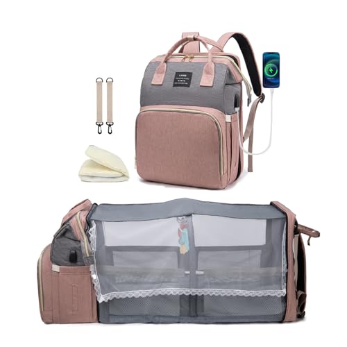 Baby Diaper Bag Backpack for Travel: Pink Diaper Bag with Changing Station Girl Big Large Mommy Bag Travel Mochila Pañaleras para Bebe Niña Niño Bulto Newborn Essentials Must Haves Registry Search