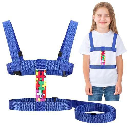 GliCraft Safety Walking Harness for Older Children with Quick Grab Handle, Adjustable Tether Leash Harness Strap with Autism Awareness for Autism ADHD Travel Special Needs Child Kids