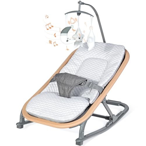 Orzbow 2-in-1 Baby Bouncer, Portable Bouncer Seat for Infant to Toddler with Removable Cushion, Angle Adjustable, 0-9 Months Up to 21lbs, Ergonomic Design, Classic Gray