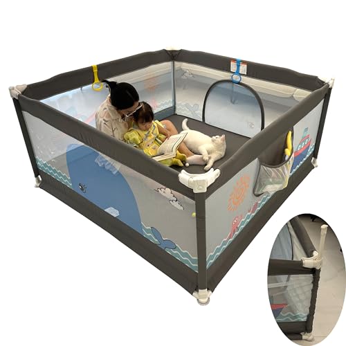 Germinate Elevated Baby Playpen Playard 59×59 Portable Foldable Adjustable Extra Large Play Yard Pen Pin Fence Gate Area Babies Kid Toddler (Green)