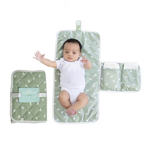 Pearhead Baby Travel Changing Pad, Wipeable and Portable Diaper Changing Mat, Newborn and Infant Changing Pad, Diaper Bag Essential, Sage Green