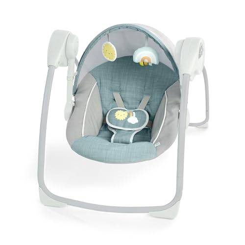 Ingenuity: ity by Ingenuity Sun Valley Canopy Portable Swing – Canopy, 2 Toys, 2-Position Seat Recline, Unisex, for Ages 0-9 Months, Grey
