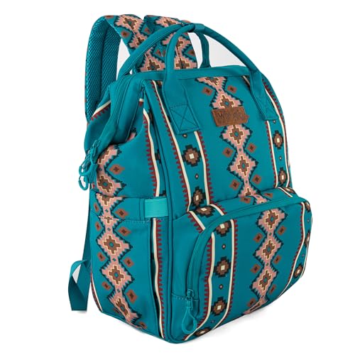 Wrangler Aztec Backpack Organized Daypack Travel Baby Bag with Stroller Strap and Side Bottle Pockets