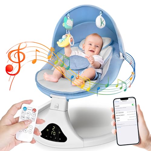 Baby Swing for Infants,Electric Portable Baby Swing,Timing Function 5 Swing Speeds,Remote Control, Vibration Detection，Indoor & Outdoor Use – Perfect for 0-9 Months,Great Gift Idea for Newborns
