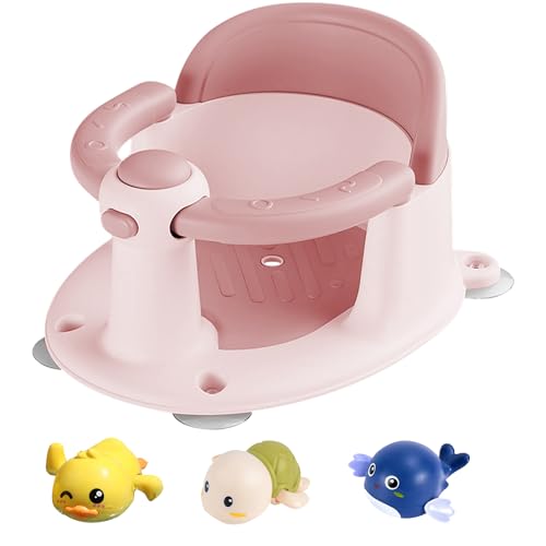Baby Bath Seat for Babies 6 Months & Up, Bath Seats for Babies Sitting Up, Non-Slip Toddler Bath Seat, Baby Bathtub Seat with Suction Cup, Pink