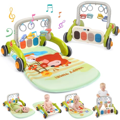 CUTE STONE Baby Gym Play Mat with Piano, Baby Walker Learning for Boy Girl, Baby Play Mat Activity Gym 0-12 Months, Musical Activity Center Tummy Time Mat for Infant Newborn Toddlers Gifts