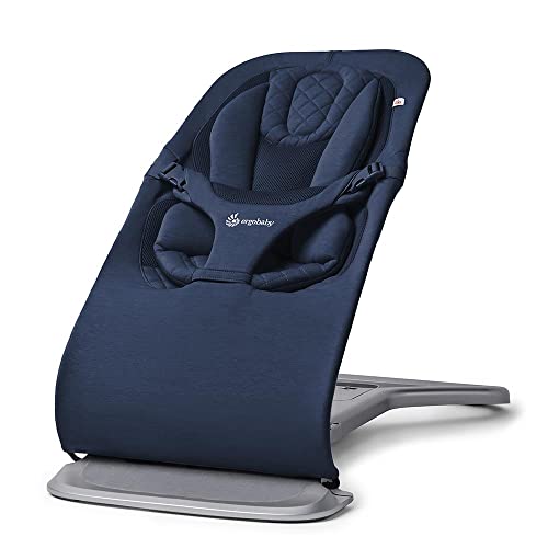 Ergobaby Evolve 3-in-1 Bouncer, Adjustable Multi Position Baby Bouncer Seat, Fits Newborn to Toddler, Midnight Blue