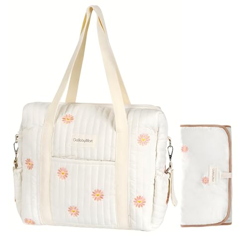 GOBABYMART Diaper Bag Tote, Maternity Bag, Travel diaper tote, Multifunction baby bag, Baby Nappy Bags, Messenger bag (Medium – Flowers)