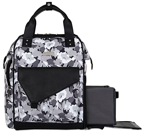 Baby Brezza Lucia Baby Diaper Bag Backpack and Tote – Carry How You Choose – Spacious but Compact Design with 12 Pockets and Slide Out Diaper Caddy, Floral