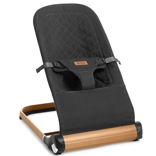 Jimglo Baby Bouncer, Foldable Infant Bouncer for Babies, Portable Baby Bouncer Seat with Adjustable Height(Cotton, Anthracite)