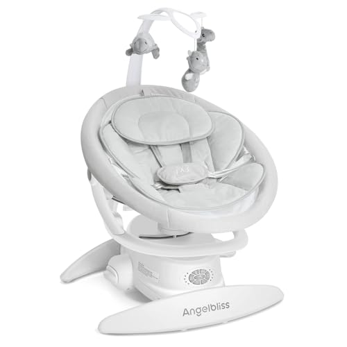 Angelbliss 3 in 1 Baby Swing with Motion Detection, Portable Baby Swings for Infants with Removable Rocker & Stationary Seat, Bluetooth Enabled with 3 Unique Motions (White)