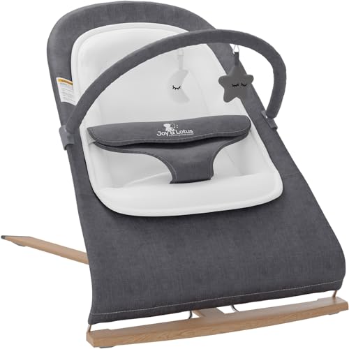 Baby Bouncer Seat for Infants with Wood Accents – Newborn Bouncer for Babies 0-6 Months Up to 20 lbs – Portable Infant Bouncer – Baby Bouncer Chair – Bouncy Infant Seat with Removable Bar