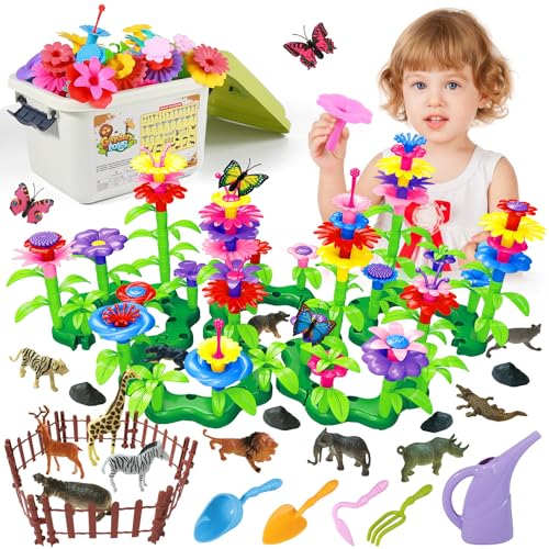 INVISBLUE ㅤ 158 PCS Flower Garden Building Toys for Girls Toys, Educational STEM Toy and Preschool Garden Play Set for Toddlers 3 4 5 6 Years old