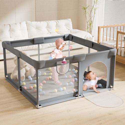 TOHIFER Baby Playpen: Large Baby Playard for Toddler, BPA-Free, Non-Toxic, Safe No Gaps Play Yard for Babies, Indoor & Outdoor Kids Activity Center Baby Fence 51″x51″x26.8″