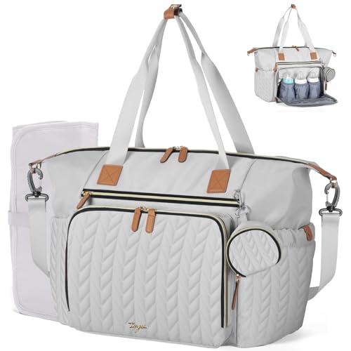 Tonyeee Luxury Diaper Bag Tote,Ritzy Baby Bags for Mom Travel Diaper Tote Ritzy Purse,Lightweight Maternity Stylish with Baby Changing for Mom-Grey