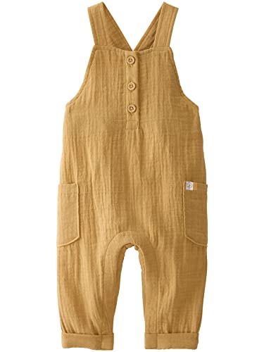 little planet by carter’s unisex-baby Organic Cotton Gauze Overall Jumpsuit, Ochre Solid, 12 Months