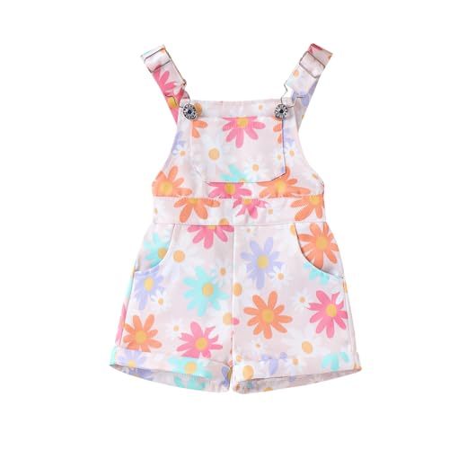 Ayalinggo Toddler Baby Girl Clothes Floral Overalls Shorts Pocket Suspender Romper Jumpsuit Cute Summer Clothing Outfit (Floral overalls, 18-24 Months)