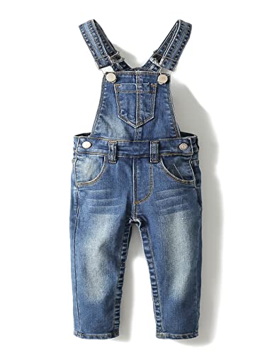 KIDSCOOL SPACE Baby Boy Girl Jean Overalls,Toddler Slim Cute Denim Dungaree,Blue,18-24 Months