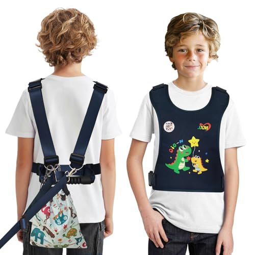 JXM Safety Harness for Active Childs with Quick Grab Handle, Teens Youth Secure Walking Harness with Autism Awareness and Pouch, Adjustable Tether Leash for Autism ADHD Special Needs Child Kids