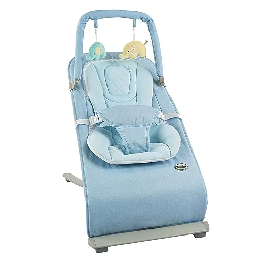 Baby Bouncer for Infants Seat,Portable Baby Rocker with 3-Point Harness Soft Seat Cushion, for Infants 0-6 Months, Up to 20 lbs, Adjustable and Detachable (Light Blue)