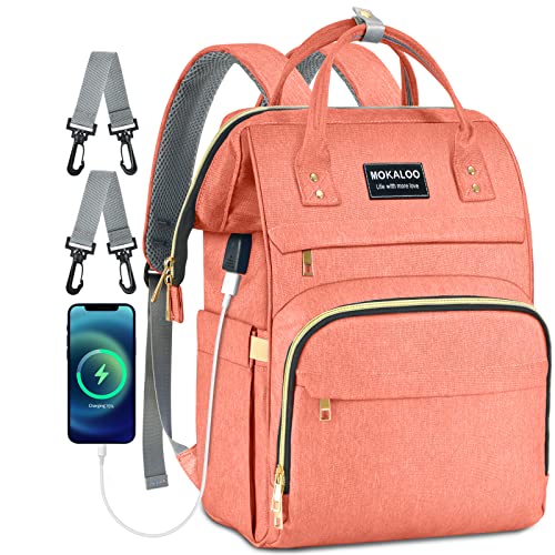 Mokaloo Diaper Bag Backpack, Large Baby Bag, Multi-functional Travel Back Pack, Anti-Water Maternity Nappy Bag Changing Bags (Pink)