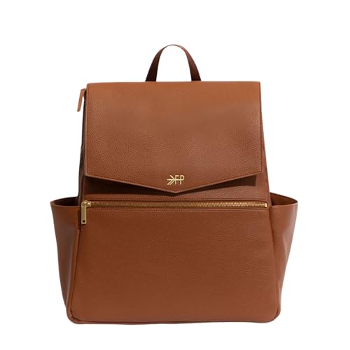 Freshly Picked Classic II Diaper Bag Backpack, Wipeable Vegan Leather Diaper Bag With Changing Pad, Convertible (Cognac V2)