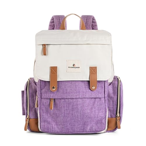 Ramhorn Diaper Bag Multifunction Travel Backpacks for Mom with Insulated Pockets and Laptop Compartment, purple