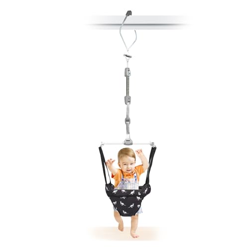 Hapbabe Baby Door Jumper with Adjustable Strap and Seat, Ideal Gift for Infant, Black