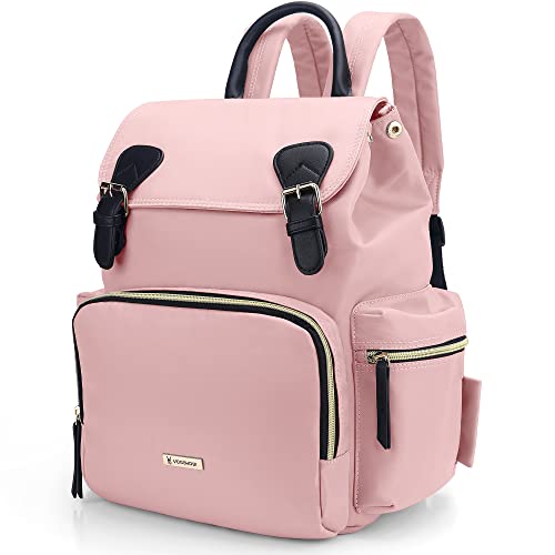 VS VOGSHOW Diaper Bag Backpack, Multifunction Baby Bag Backpack, Modern Baby Diaper Backpack, Stylish Maternity Nappy Bag, Pink