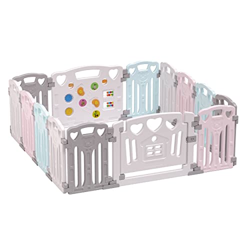 Baby Playpen Kids Activity Centre Safety Play Yard Home Indoor Outdoor New Pen (multicolour) (White) (Macarons Classic Set 14 Panel)