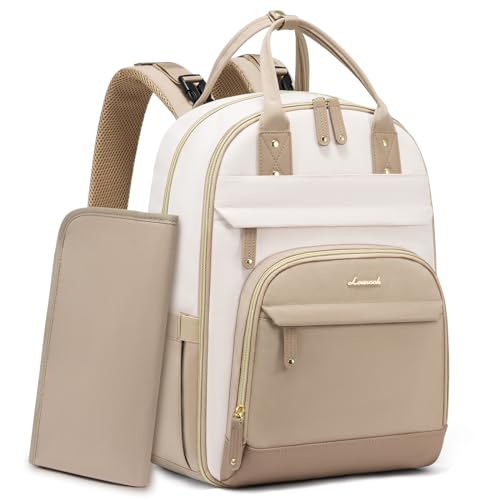 LOVEVOOK Diaper Bag Backpack, Baby Bag with Changing Pad, Large Diaper Backpack Boy Girl, Waterproof Baby Registry Bag for Mom Dad with Stroller Buckles, Beige-khaki