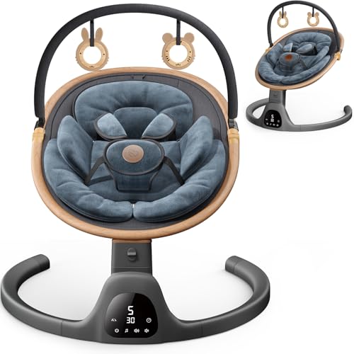 Baby Swings for Infants, Fasonbaby Bluetooth Infant Swing with Music Speaker with 3 Seat Positions, 5 Speeds and Remote Control – Portable Baby Swing for Indoor and Outdoor (Black)